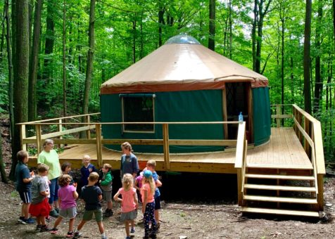 A yurt and campers at Merck Forest & Farmland Center
