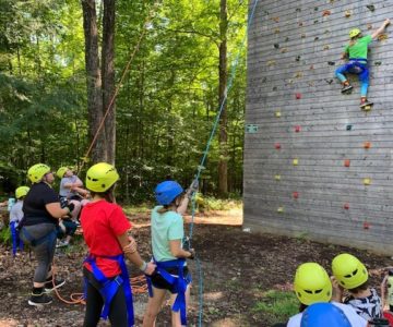 A climbing wall at Girl Scout Camp