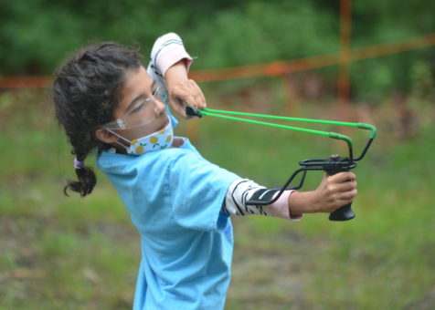 Slingshot practice at Girl Scout Camp